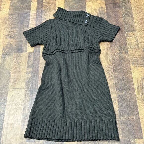 Ellen Parker Grey Cable Knit Short Sleeve Sweater Dress - Picture 2 of 9